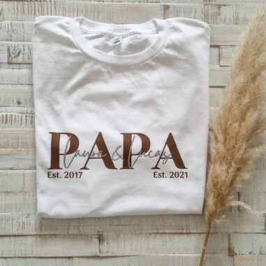 Personalisiert Papa TShirt Geschenk Geburtsdaten Kinder