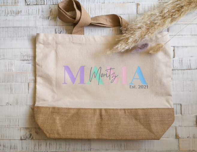 Personalisierte Jute Tasche Pastell