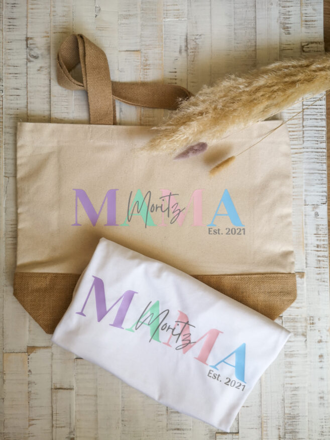 Personalisierter Juteshopper Mama Pastell – Bild 3